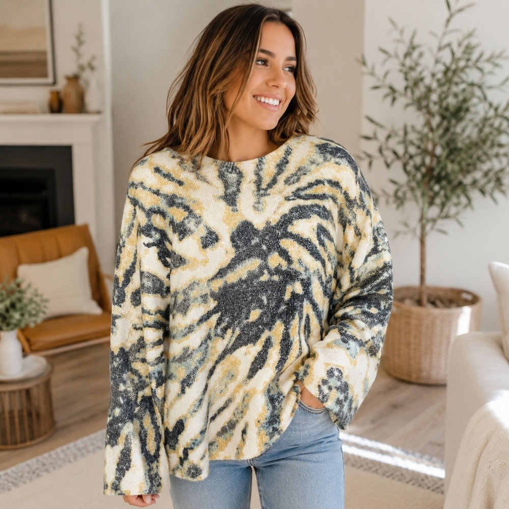 Gilded Intent Small Tie Dye Sweater Oversized Crew Neck Long Sleeve